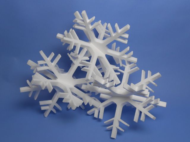 Polystyrene Snow Flakes Small 3D Set of 3 Polystyrene Snow Flakes Small 3D Set of 3